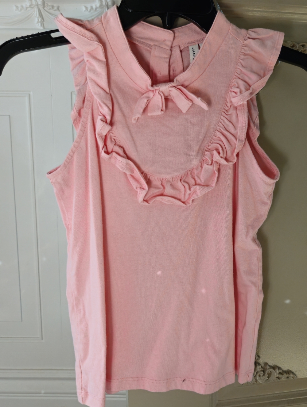Janie And JACK Pink Ruffle Bow Sleeveless Top